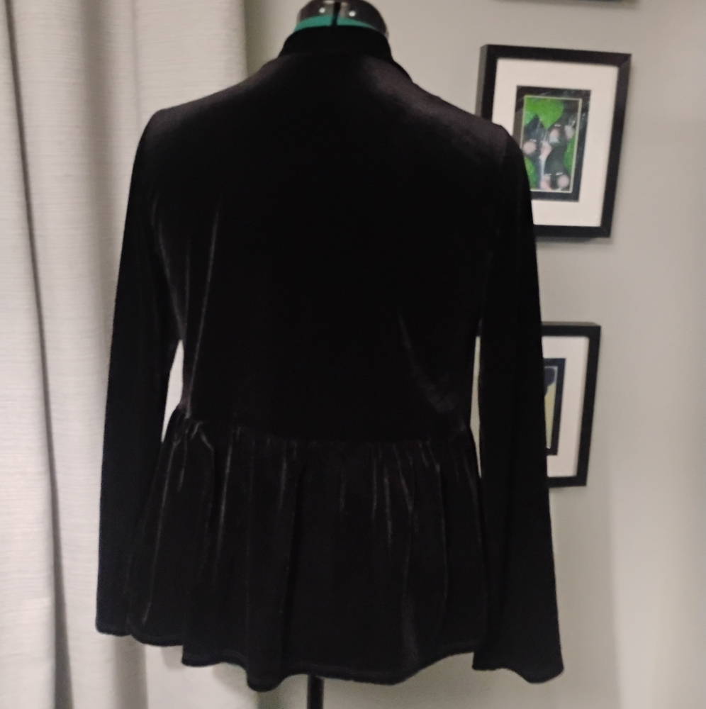 Modcloth Luxe The Part Soft Draped Black Velvet Blazer Sz M - Picture 12 of 16